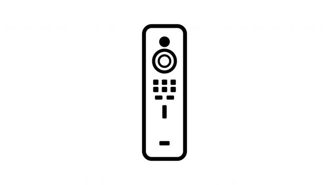 Modern Television Remote Control Stroke Icon Animation On White