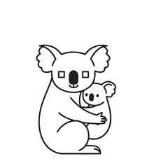 Obraz premium Koala mother and baby outline illustration