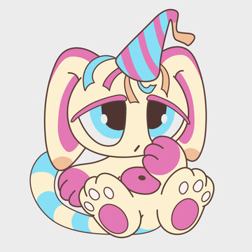 Happy Birthday Cartoon Animal. Funny character. Cartoon mascot design.