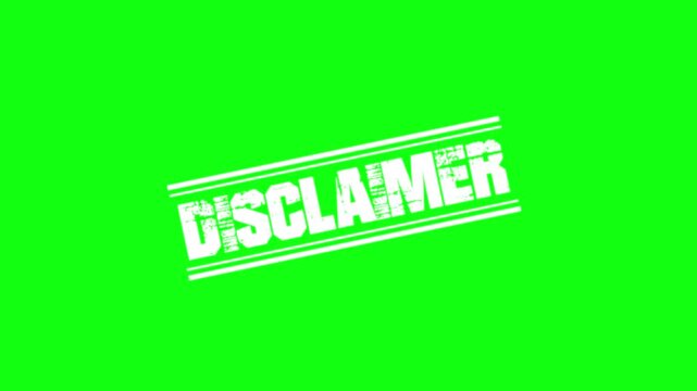 Animated rubber stamp overlay: claim and disclaimer text effects on green screen