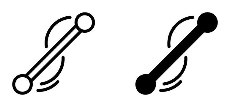 Spinning Bar Icon, Rotation Symbol, Movement Indicator, Circular Motion Graphic, Two-Tone Design Elements