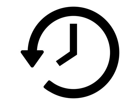 検索履歴や作業のやり直しボタンとして使える反時計回りの矢印と時計を組み合わせたシンプルなUIベクター素材
