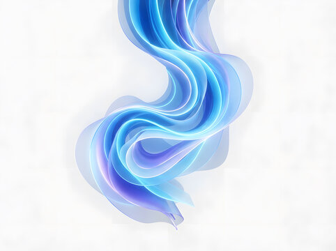 Abstract blue light wave flowing on white background, digital art motion effect