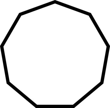Black decagon geometric shape polygon icon transparent PNG