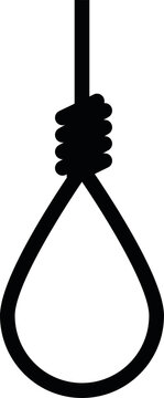 Black Rope Loop Knot Silhouette for Suspension and Hanging Symbolism