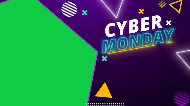 Cyber Monday sale promotion overlay template with chroma key green screen space
