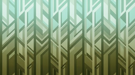 Abstract futuristic geometric pattern background with Art Deco chevron lines in sage and olive green gradient