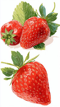 strawberri on white background (vector)
