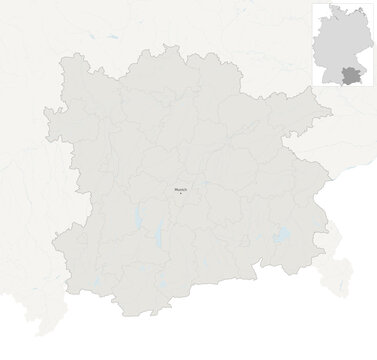 Munich Metropolitan Region, Germany &ndash; vector map with NUTS 3 boundaries, hydrography and geographic context (LAEA projection, PPT-compatible & fully editable)