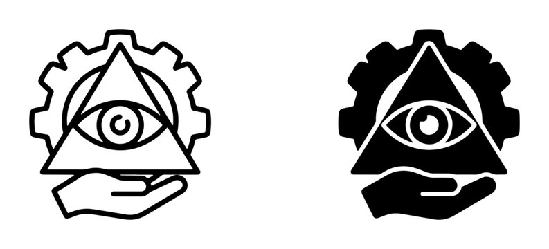 All Seeing Eye Icons, Conspiracy Symbol, Secret Society Emblem, Occult Symbolism, Masonic Eye, Divine Providence, Technology Gear, Hand Holding Triangle, Esoteric Knowledge, Mystery