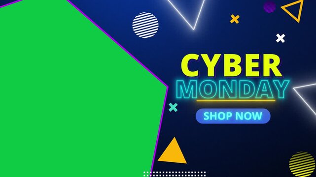 Cyber Monday sale promotion overlay template with chroma key green screen space