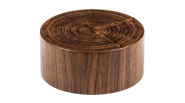 Round Dark Wood Block Cylinder with Grain Texture PNG Isolated on a transparent background