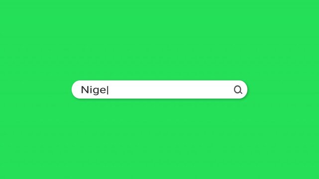 Green screen search bar typing animation with Niger travel query. Flat minimal chroma key design. Perfect for travel, news, social media and marketing content.