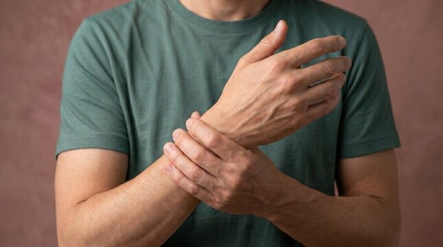 Wrist Pain and Repetitive Strain, Man Supporting Painful Wrist