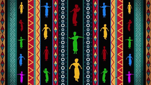 African Dancing Girls Silhouette Background Animation 