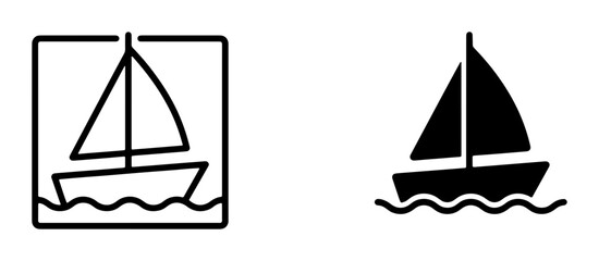 Sailboat Icons, Nautical Symbols, Vector Art Set. Minimalist Marine Transport Graphics for Travel and Leisure Themes. © Sohag