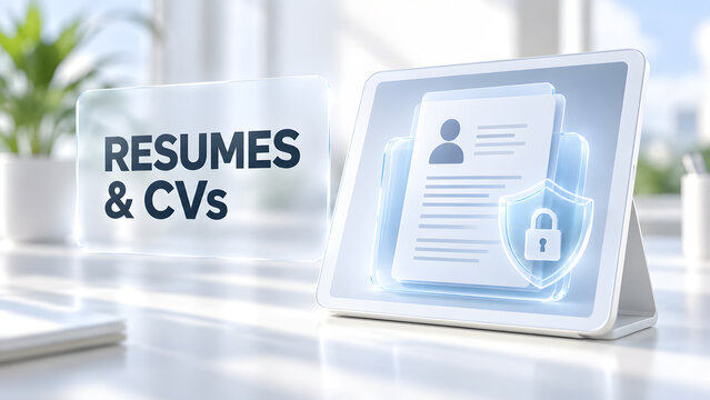 Secure resumes and CVs with protected digital profile on tablet