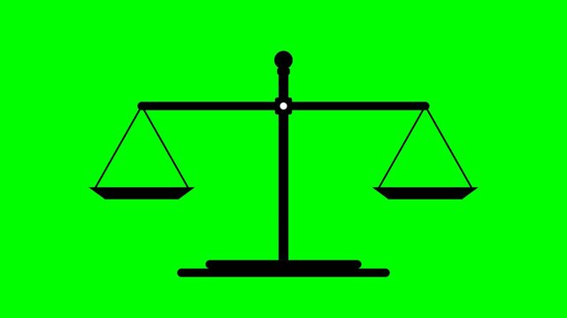 Animated Scales of Justice Legal Balance Icon on Chroma Key Green Screen and White Background