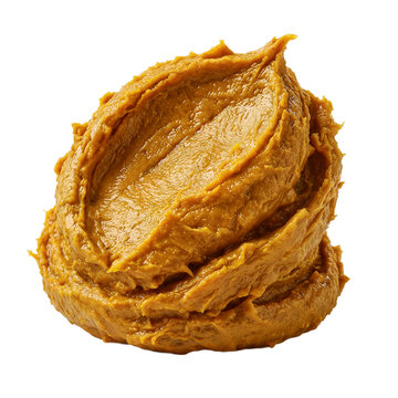 Curcuma longa golden paste swatch cut out on transparent background displaying rich texture