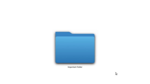 Blue computer folder icon animation on white background for digital file management concepts.