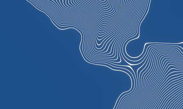 White mountain contour lines on blue background
