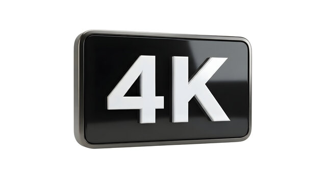 3D Render of 4K Ultra HD Sign, High Resolution Digital Video Technology Label