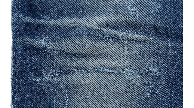 Detailed close up macro shot of blue denim fabric texture showing intricate woven cotton thread pattern background