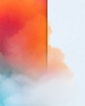 Orange and blue watercolor cloud texture background with copy space for design