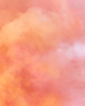 Coral and orange watercolor cloud texture abstract background for design