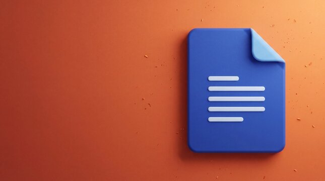 Document icon symbol on orange background with folded corner
