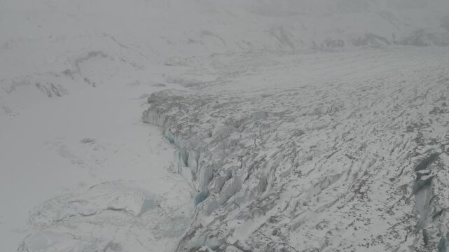 Aerial Drone View of Laigu Glacier Blue Ice Walls in Tibet