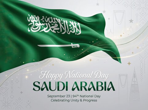 Copyrightsafe, unique, premiumlooking version saudi arabia 94th national day celebration graphic