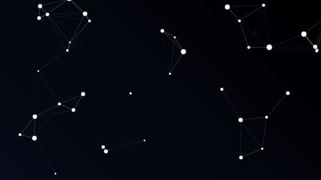 Constellation network patterns connecting on black background