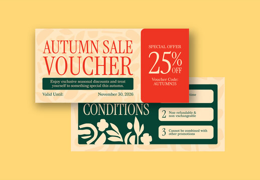 Orange Green Vintageb Bohemian Autumn Sale Voucher