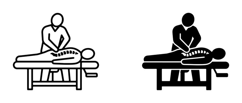 Chiropractic Care Icons, Spinal Adjustment Vector Graphics, Massage Therapy Symbols, Health and Wellness Illustrations