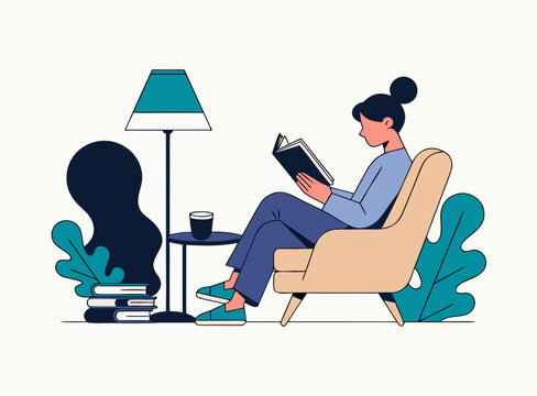 Modern Reading Nook Vector Illustration