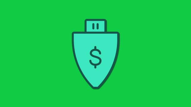 USB Flash Drive Security Shield Green Screen Animation