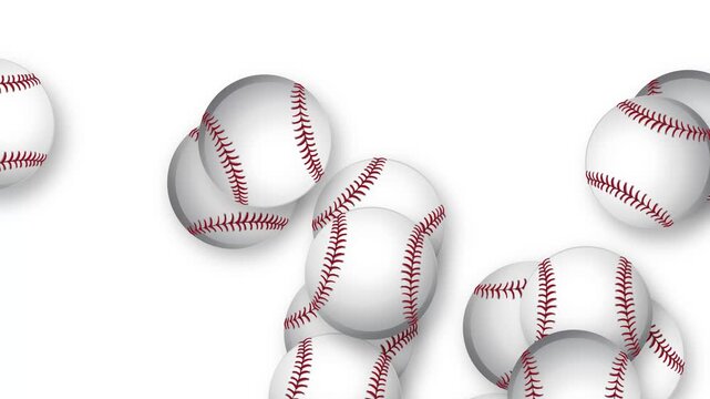 Dynamic Burst of Baseball Balls Falling on White Background