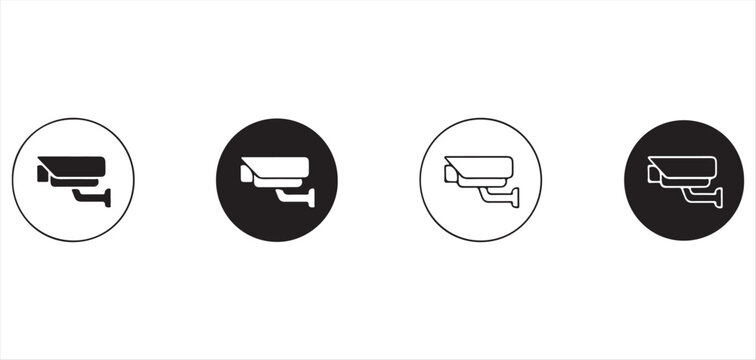 Round cctv surveillance camera stamp set presenting modern bracket safety security icons in different styles vector Illustrator Eps 10.eps