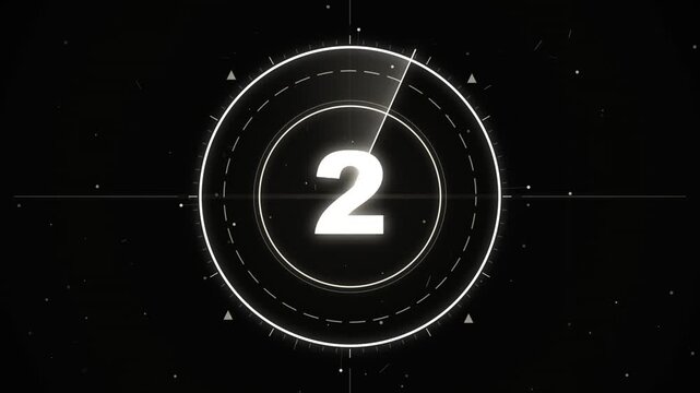 Digital countdown timer with random numbers displayed on dark background motion graphic element for cinematic film intro video sequence or broadcast design project.