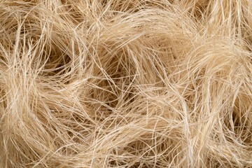Fototapeta premium Close-up view of light-colored natural fibers spread out on a surface