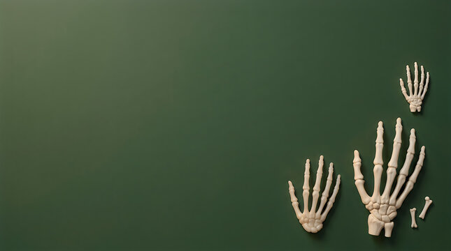 Green background with hand skeleton shadows
