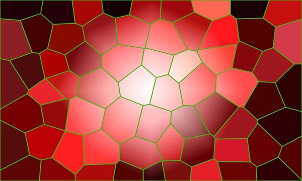 Bold red and maroon stained glass mosaic pattern with glowing central light for passionate design projects
