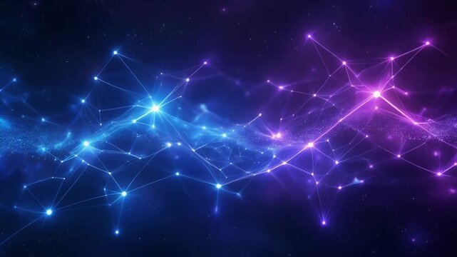 Abstract Digital Plexus Network Wave Blue Purple