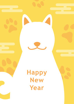 Year of the Dog 2030 vertical card template vector. Chinese Zodiac Dog silhouette poster.