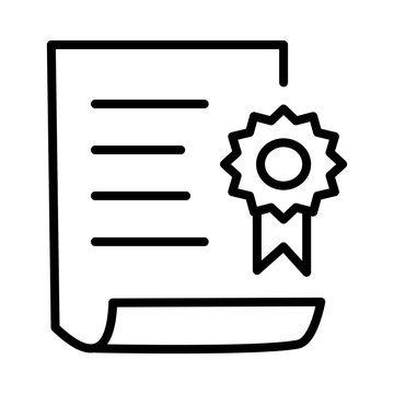 Language course certificate line icon for diploma completion award