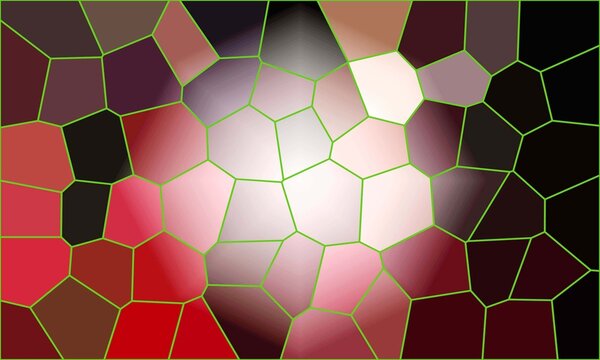 Deep red and burgundy colored abstract mosaic pattern with soft pink glowing center and dark corner shadows