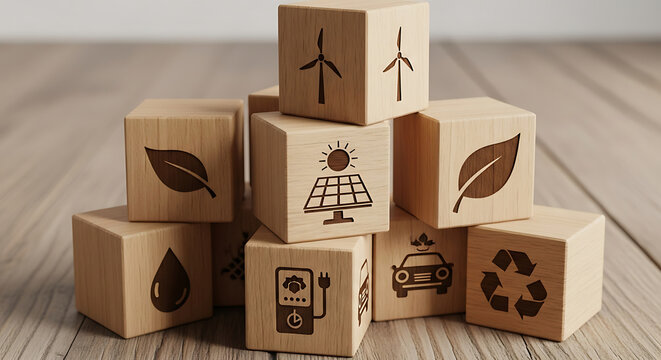 Wooden blocks with kanji characters stacked