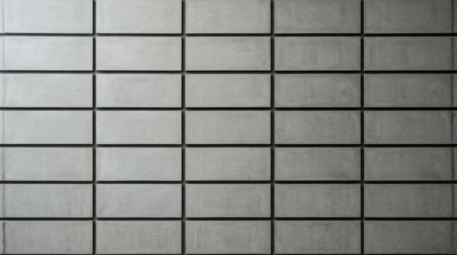 Minimalist Concrete Wall Texture with Uniform Rectangular Blocks and Even Grout Lines for Architectural Backgrounds and Industrial Style Interior