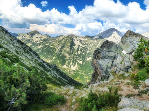 Todorka Pirin Mountains Bulgaria rugged granite rocks boulders and alpine hiking trail near Bansko